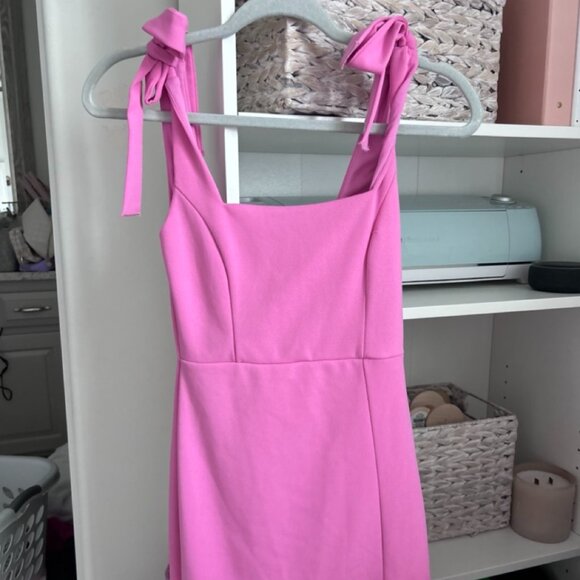 Pink Dress with Bow Straps from Linen Rose Boutique - Picture 2 of 4